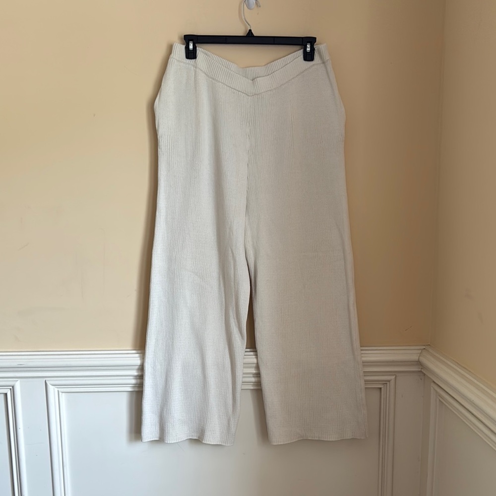 NWT Eloquii Cream/Off White Wide-Leg Knit Pants Size 22/24